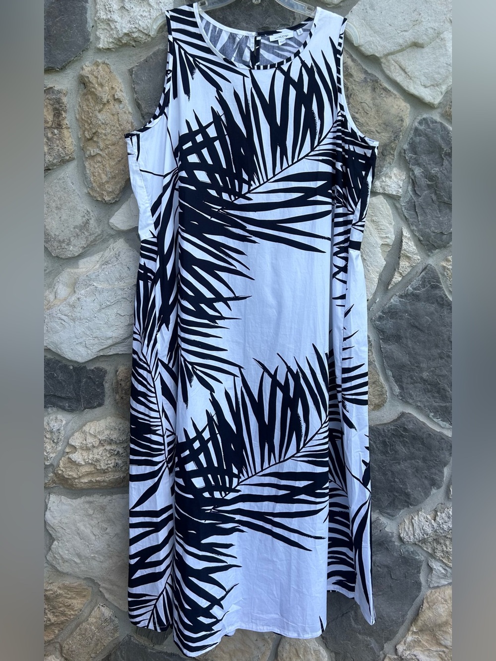 Chicos Summer Maxi Dress 3 (XL) Vacation Beach Resort Tropical 100% Pima Cotton